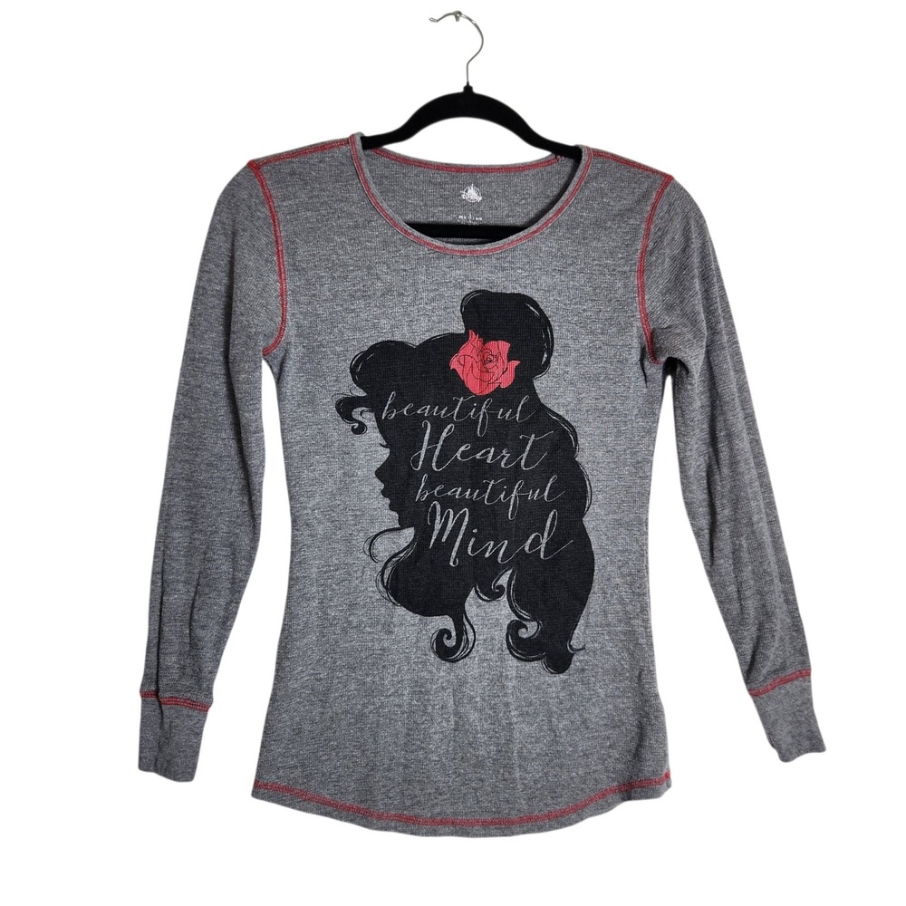 Disney Store Belle Beauty and the Beast Gray Thermal Waffle Knit Shirt Small